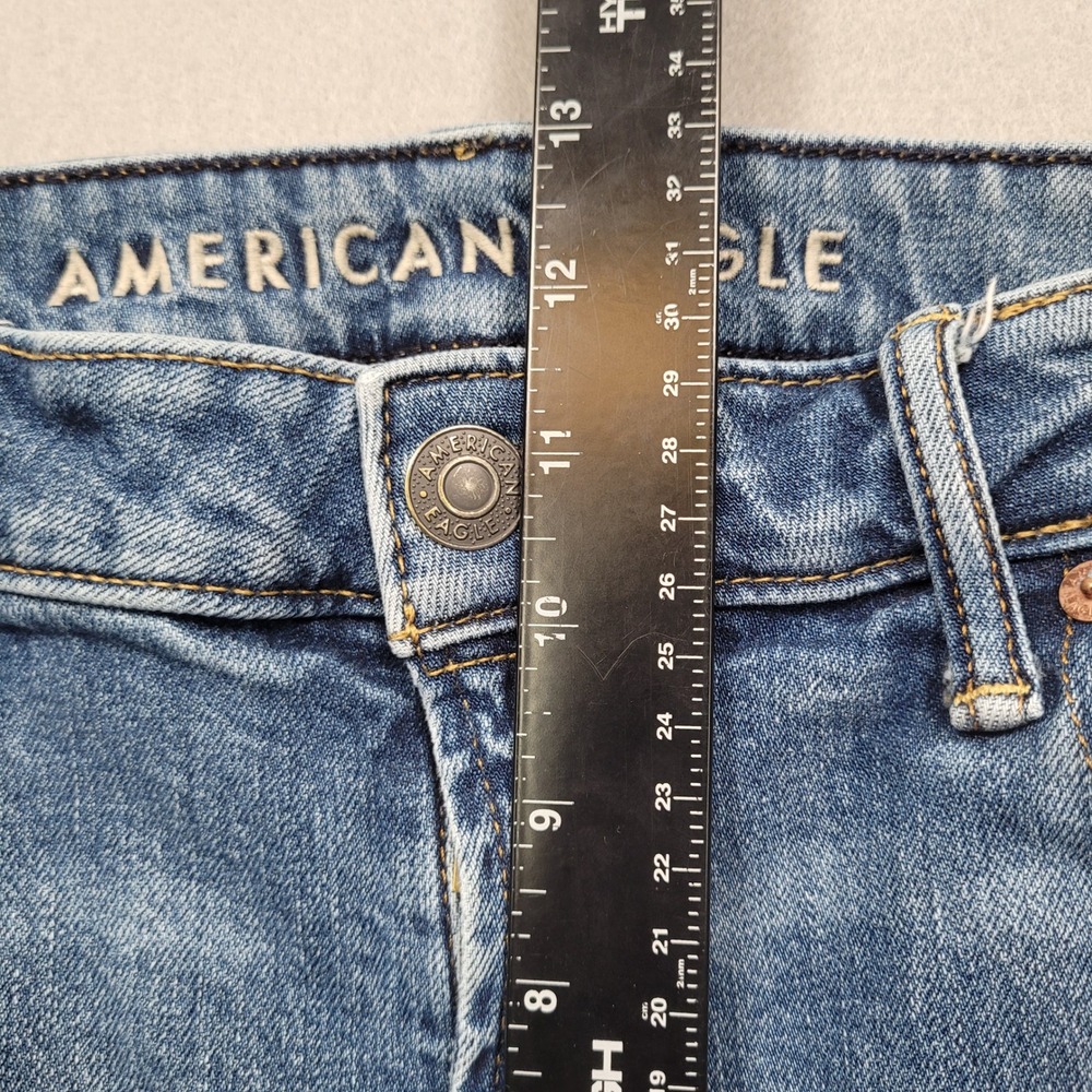 American Eagle Mens Slim Bootcut Easyflex Distressed Blue Jeans 33x32 - Picture 10 of 14
